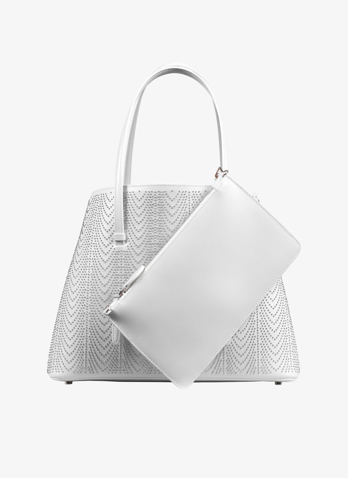 MINA MEDIUM CUIR LUX CASCADE OPTICAL WHITE ALAÏA WHITE  MINA MEDIUM CUIR LUX CASCADE OPTICAL WHITE